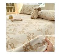 Lussuoso Lenzuolo piano sopra da 120x230cm a 230x250cm in flanella in velluto singolo matrimoniale queen morbido e soffice for tutte le stagioni(Beige,120x230cm+48x74cm x1)