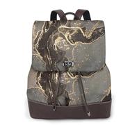 Lussuoso marmo nero oro,Zaino da donna, impermeabile, leggero, in pelle PU, alla moda, da viaggio