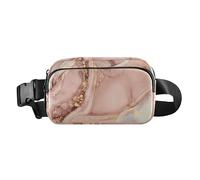 Lussuoso marsupio con texture in marmo color oro pesca carino marsupio per donne uomini borsa a tracolla impermeabile con cinghia regolabile per lo shopping sport lavoro, Lussuosa texture in marmo