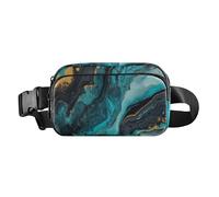 Lussuoso marsupio con texture in marmo nero, verde, oro, alla moda, per donne e uomini, borsa a tracolla di grande capacità con tracolla regolabile per shopping, sport, lavoro, Lussuosa texture in