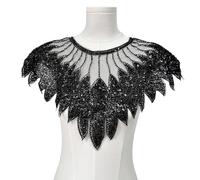 Lussuoso pannello frontale ricamato con perline abbellimento collare staccabile per modifica abbigliamento applique in pizzo poliestere leggero
