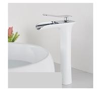 Lussuoso rubinetto for lavabo da bagno Rubinetti miscelatori bianchi montati sul ponte in ottone Rubinetto miscelatore acqua calda fredda monocomando(Chrome white Tall)