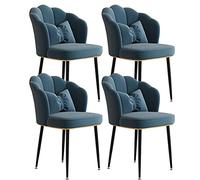 Lussuoso set da pranzo in velluto moderno blu e nero con gambe in acciaio al carbonio, elegante schienale per casa, sala da pranzo, ufficio e tavoli per unghie, 4 pezzi