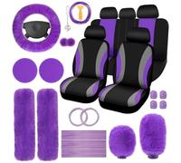 Lussuoso set di decorazione per interni dell'auto, coprivolante, freno a mano e cambio, per trasformazione elegante del veicolo (viola)