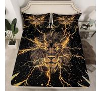 Lussuoso set di lenzuola in microfibra con animali selvatici africani, 3 pezzi, lenzuolo con angoli e leone, 2 federe, per letto matrimoniale