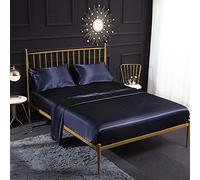 Lussuoso set di lenzuola in raso di seta, 4 pezzi, per letto king size, morbide e traspiranti, con lenzuolo con angoli e federe, elegante, color crema, perfetto per comfort e stile