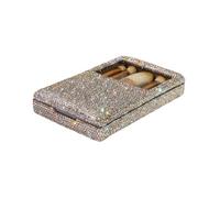 Lussuoso set di pennelli da trucco con strass, portatile, 5 pezzi, set da viaggio con specchio (argento)