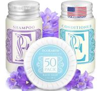 Lussuoso set di servizi da viaggio e hotel (1 oncia, 150 pezzi), ingredienti per ospiti di grado A e articoli da toeletta in confezione regalo, include 50 saponi rotondi, 50 shampoo e 50 balsami di