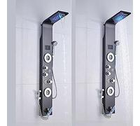 Lussuoso sistema di torre doccia in acciaio inox con soffione a pioggia a LED e 5 funzioni, spray a pioggia simile a una spa per la massima esperienza del bagno