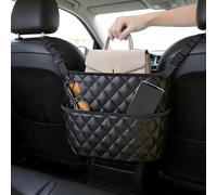 Lussuoso supporto per borsa in pelle per auto, organizer per sedile posteriore con tasca in rete di grande capacità, portaoggetti per auto, per borse, telefono, snack tra i sedili