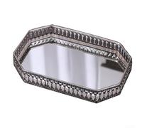Lussuoso vassoio vintage in metallo a specchio per bagno, camera da letto, soggiorno, tavolino da caffè, organizer decorativo per gioielli, trucchi, profumi, da appendere alla parete (A)