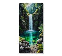 Lussureggiante copertura per porta a cascata, striscioni decorativi, vivace scena tropicale della natura, decorazione per porta d'ingresso, per interni ed esterni, fuga estiva da appendere, 91 x 183