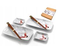 Lussushi set 6 pezzi per 2 persone, servizio giapponese, 2 piatti e 2 ciotole per sushi, 2 bacchette, in confezione regalo