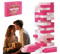 Lust Tower Couples Block Game, 48 Pcs Wooden Tumbling Tower, 5 Languages, Romantic Stacking Game for Date Night, Valentine Party, and Fun Couples Games for Adults (Pink,Spanish)
