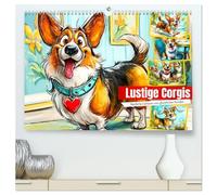 Lustige Corgis. Niedliche Cartoons von glücklichen Hunden (hochwertiger Premium Wandkalender 2026 DIN A2 quer), Kunstdruck in Hochglanz: Ein ... mit liebenswerten Corgis in witzigen Szenen