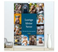 Lustige kleine Nerze (hochwertiger Premium Wandkalender 2026 DIN A2 hoch), Kunstdruck in Hochglanz: Niedliche Wirbelwinde mit flinken Pfoten und frechem Charme, die stets für Überraschungen gut sind.