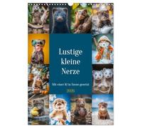 Lustige kleine Nerze (Wandkalender 2026 DIN A3 hoch), CALVENDO Monatskalender: Niedliche Wirbelwinde mit flinken Pfoten und frechem Charme, die stets für Überraschungen gut sind.