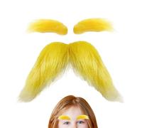 Lustiger gelber Schnurrbart - Selbstklebender, künstlicher Bart, Kostüm-Requisite, realistische Haarstruktur, leicht anzubringen, wiederverwendbare Party-Dekoration | Für Feiertage, Partys, Cosplay, M