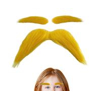 Lustiger gelber Schnurrbart - Selbstklebender, künstlicher Bart, Kostüm-Requisite, realistische Haarstruktur, leicht anzubringen, wiederverwendbare Party-Dekoration | Für Feiertage, Partys, Cosplay, M
