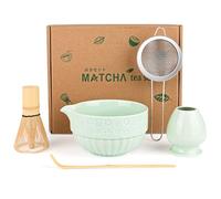 LustLocke Kit Matcha Giapponese Completo, Frusta in Bambù, Cucchiaio, Ciotola e Supporto, Set Matcha Ideale per Cerimonia Tè Tradizionale e Preparazione Macha Tea (Turchese con Beccuccio)