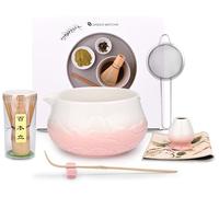 LustLocke Kit Matcha Giapponese Tradizionale 7 Pezzi con Ciotola, Frusta, Cucchiaio e Setaccio, Macha Tea Kit Rosa per Matcha Latte, Caffè al Latte e Cerimonia del Tè, Matcha Polvere Kit Completo
