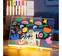 LustLocke Lavagnetta in Acrilico con Luci LED, Lavagna Magica per Bambini Cancellabile, 30 x 20 cm, Lavagnetta Luminosa per Disegnare, Bacheca LED con 7 Penne Neon, Regalo Creativo per Bambini