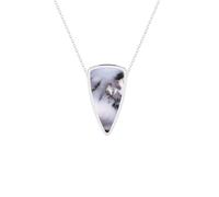 LUSTRE AND LIGHT Collana con ciondolo a scorrimento in opale dendritico naturale, da donna, in argento Sterling, con pietra portafortuna di ottobre, regalo per compleanno, anniversario, Natale, laurea