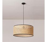 Lustre Boho en rotin pour îlot de Cuisine - Suspension Noire Vintage pour Salle à Manger et entrée (45 cm)