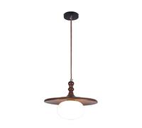 Lustre de Ferme Antique en Bois et verre Blanc - Luminaire suspendu Vintage du milieu du siècle pour îlot de Cuisine, Salle à Manger et espaces de Vie