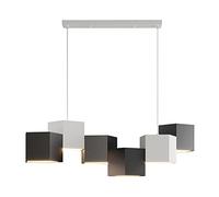 Lustre élégant en Chrome - Plafonnier contemporain à intensité Variable pour Salle à Manger et îlot de Cuisine, Hauteur réglable, 9 lumières, Design (Noir et Blanc, 80 x 42 x 70 c