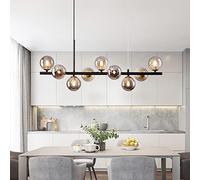Lustre élégant en Chrome - Plafonnier contemporain à intensité Variable pour Salle à Manger et îlot de Cuisine, Hauteur réglable, 9 lumières, Design (Couleur de la Lumière, 83 x 2