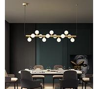 Lustre élégant en Chrome - Plafonnier contemporain à intensité Variable pour Salle à Manger et îlot de Cuisine, Hauteur réglable, 9 lumières, Design (Doré, 100 x 25 cm)