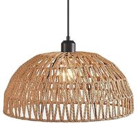 Lustre en Corde de chanvre Noir de Style japonais - Suspension bohème rétro pour îlot de Cuisine, Salle à Manger et Salon (Couleur chanvre, 40 cm x 25 cm)