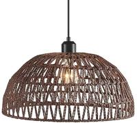 Lustre en Corde de chanvre Noir de Style japonais - Suspension rétro bohème pour îlot de Cuisine, Salle à Manger et Salon (Marron, 40 cm x 25 cm)