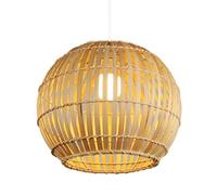 Lustre suspendu Globe de Style japonais Classique - Lampe suspendue en bambou Naturel pour Chambre, îlot de Cuisine et décoration de Restaurant (30 cm)