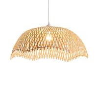 Lustre Vintage en bambou et rotin - Plafonnier tissé de 65 cm pour Une décoration de Style Ferme et Zen (Couleur Claire, 55 cm)