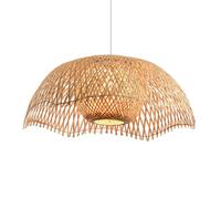 Lustre Vintage en bambou et rotin - Plafonnier tissé de 65 cm pour Une décoration de Style Ferme et Zen (Couleur foncée, 65 cm)