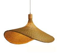 Lustre Vintage en rotin tressé - Plafonnier bohème réglable avec douille E27 pour Cuisine, Salle à Manger et Couloir (60 cm)
