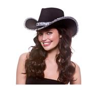 Lustrini Cowboy Cappello Donna Wild West Western Cowgirl Cappello Costume Rosa