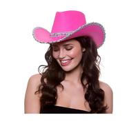 Lustrini Cowboy Cappello Donna Wild West Western Cowgirl Cappello Costume Rosa