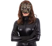 Lustrini Leopardo Gatto Maschera Costume Adulti Costume Nera e Oro