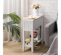 LUSUOWLZ Tavolino stretto per piccoli spazi, bianco, confezione da 1, 61 x 21,6 x 61 cm (lunghezza x larghezza x altezza)