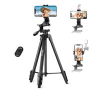Lusweimi - Treppiede per telefono, treppiede per iPhone da 152 cm con supporto per telefono e telecomando wireless, treppiede leggero in alluminio con borsa per iPhone/videocamera/webcam, per