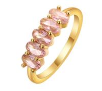 LUTAKU Anelli impilabili placcati oro 14 K con gemma ovale (3 stili: rosa/viola/rosso) (rosa)