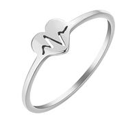 LUTAKU Anello con battito cardiaco per donne e ragazze, in acciaio inox, con cuore delicato ECG, regalo medico, Metallo