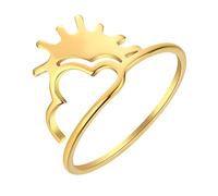 LUTAKU Anello da donna in acciaio inox, minimalista, con nuvola, sole, sole, spiaggia, regalo, gioielli, Metallo non prezioso