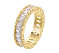 LUTAKU Anello donna Full - Stone Eternity, oro - placcato zircone, baguette pieno - stile intarsiato, impilabile Trend Band