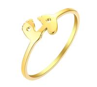LUTAKU Anello in acciaio inox con piedini di bambino, per donne e ragazze, per baby shower, maternità, regalo per la festa della mamma, Metallo non prezioso