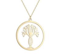 LUTAKU Collana con ciondolo a forma di albero del DNA, per donne e uomini, con ciondolo a forma di albero della vita, in acciaio inossidabile, accessorio per gioielli, Acciaio inossidabile
