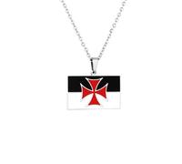 LUTAKU Collana con ciondolo a forma di bandiera dei cavalieri templari, per donne e uomini, in acciaio inox, accessori per gioielli, one size, Acciaio inossidabile, Non pietra preziosa
